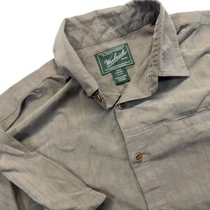Woolrich Button-Up Men XL Utility Pocket Modal Blend Short Sleeve Olive Green